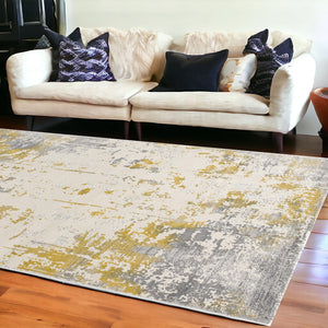 Homeroots 8' X 10' Gold Abstract Dhurrie Area Rug  Polypropylene 390511