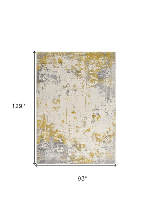 HomeRoots 4' Gold Abstract Dhurrie Area Rug - Soft, Stylish, and Durable for Modern Living Spaces and Entryways 8' X 10' Rectangle 390511