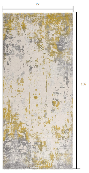 Homeroots 13' Runner Gold Abstract Dhurrie Runner Rug  Polypropylene 390515