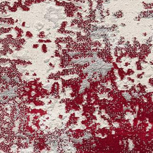 HomeRoots 4' Red Abstract Dhurrie Area Rug - Plush, Modern Design for Cozy Living Spaces and Elegant Style 4' X 6' 390523