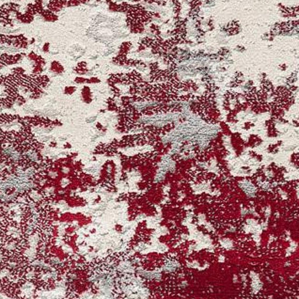 HomeRoots 4' Red Abstract Dhurrie Area Rug - Plush, Modern Design for Cozy Living Spaces and Elegant Style 4' X 6' 390523