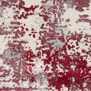 HomeRoots 4' Red Abstract Dhurrie Area Rug - Plush, Modern Design for Cozy Living Spaces and Elegant Style 4' X 6' 390523