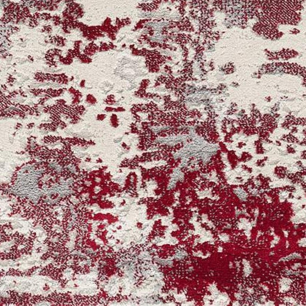 HomeRoots 4' Red Abstract Dhurrie Area Rug - Plush, Modern Design for Cozy Living Spaces and Elegant Style 4' X 6' 390523
