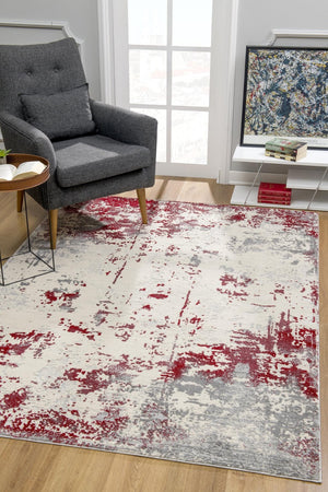 HomeRoots 4' Red Abstract Dhurrie Area Rug - Plush, Modern Design for Cozy Living Spaces and Elegant Style 5' X 7' 390524