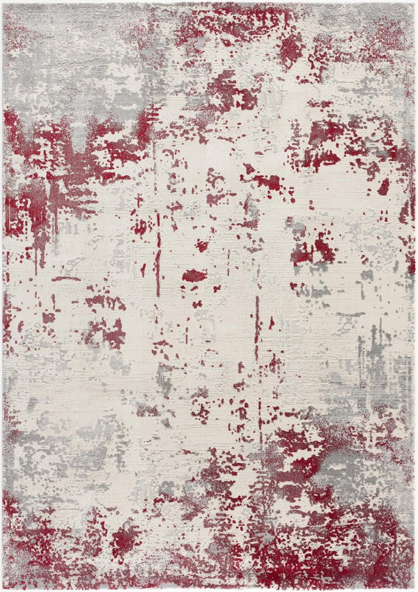 HomeRoots 4' Red Abstract Dhurrie Area Rug - Plush, Modern Design for Cozy Living Spaces and Elegant Style 5' X 7' 390524