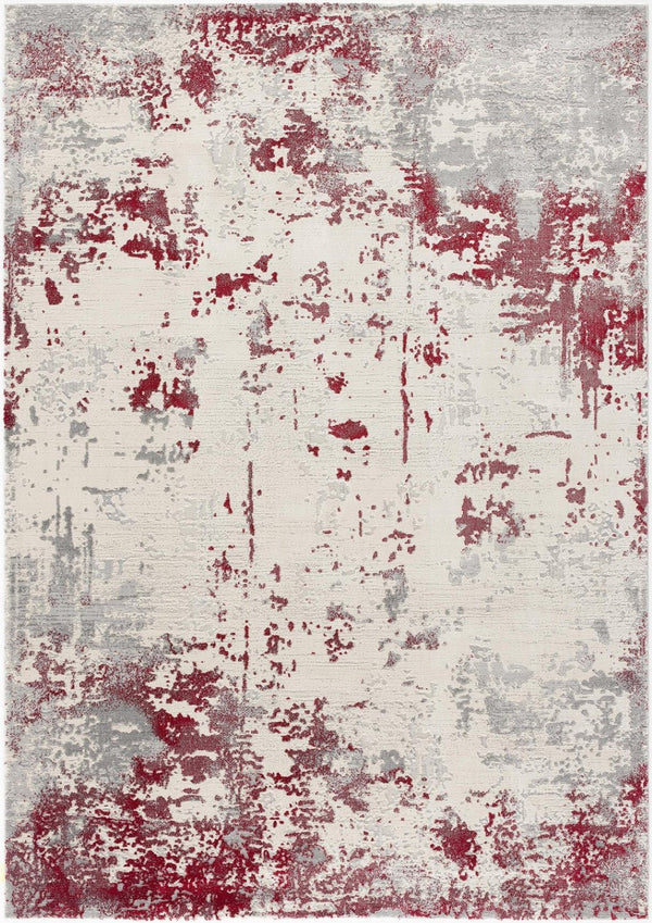HomeRoots 4' Red Abstract Dhurrie Area Rug - Plush, Modern Design for Cozy Living Spaces and Elegant Style 6' X 9' 390525