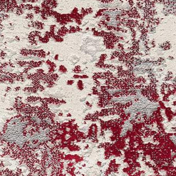 HomeRoots 4' Red Abstract Dhurrie Area Rug - Plush, Modern Design for Cozy Living Spaces and Elegant Style 8' X 10' 390526