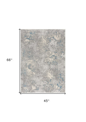 HomeRoots 4' Blue Abstract Dhurrie Area Rug - Modern Artistry Meets Plush Comfort for Your Home Décor 4' X 6' 390529