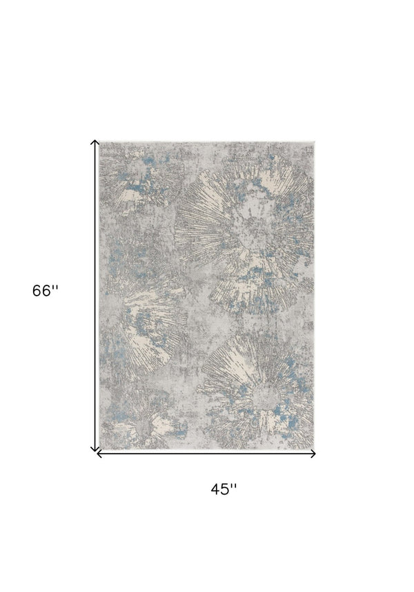 HomeRoots 4' Blue Abstract Dhurrie Area Rug - Modern Artistry Meets Plush Comfort for Your Home Décor 4' X 6' 390529