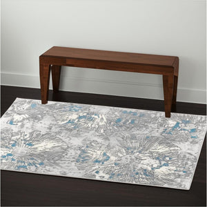 HomeRoots 4' Blue Abstract Dhurrie Area Rug - Modern Artistry Meets Plush Comfort for Your Home Décor 4' X 6' 390529