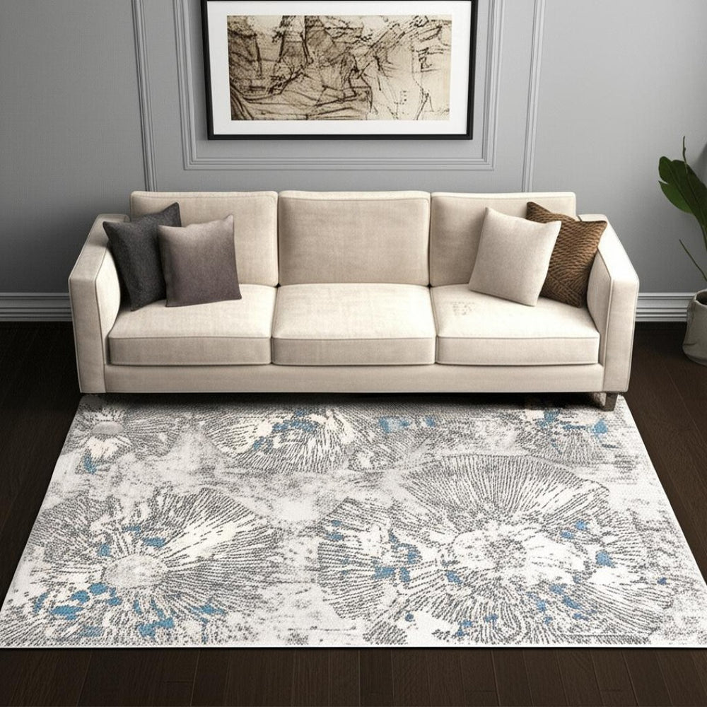 HomeRoots 4' Blue Abstract Dhurrie Area Rug - Modern Artistry Meets Plush Comfort for Your Home Décor 5' X 8' 390530