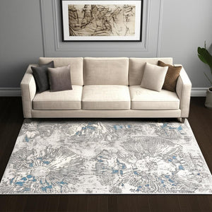 HomeRoots 4' Blue Abstract Dhurrie Area Rug - Modern Artistry Meets Plush Comfort for Your Home Décor 5' X 8' 390530