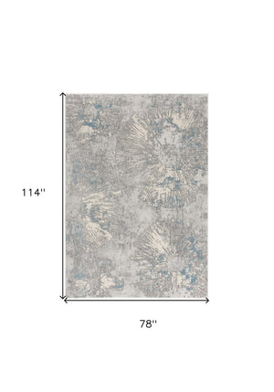 HomeRoots 4' Blue Abstract Dhurrie Area Rug - Modern Artistry Meets Plush Comfort for Your Home Décor 7' X 10' 390531