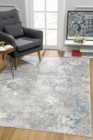 HomeRoots 4' Blue Abstract Dhurrie Area Rug - Modern Artistry Meets Plush Comfort for Your Home Décor 8' X 10' 390532