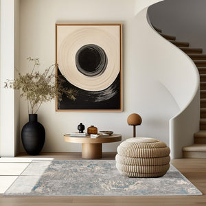 HomeRoots 4' Blue Abstract Dhurrie Area Rug - Modern Artistry Meets Plush Comfort for Your Home Décor 8' X 10' 390532