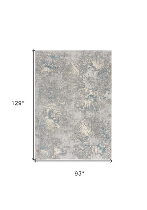 HomeRoots 4' Blue Abstract Dhurrie Area Rug - Modern Artistry Meets Plush Comfort for Your Home Décor 8' X 10' 390532