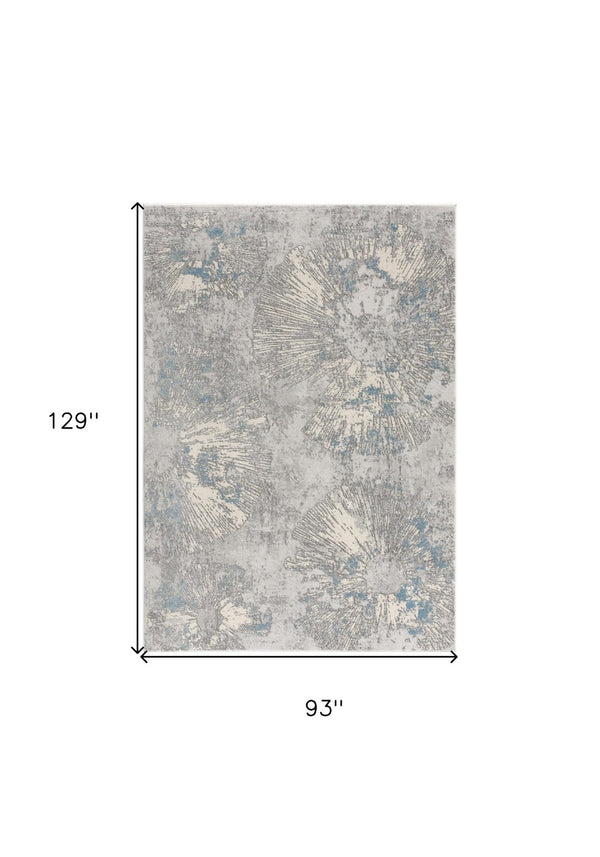 HomeRoots 4' Blue Abstract Dhurrie Area Rug - Modern Artistry Meets Plush Comfort for Your Home Décor 8' X 10' 390532