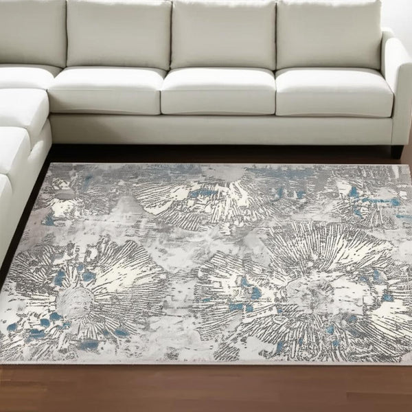 HomeRoots 4' Blue Abstract Dhurrie Area Rug - Modern Artistry Meets Plush Comfort for Your Home Décor 8' X 10' 390532