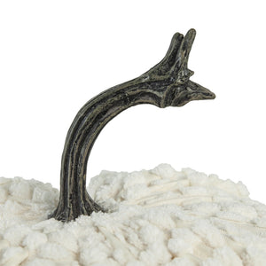 English Elm Set Of 2 White Chenille Pumpkins - Cozy Harvest Decor For Fall, Halloween & Thanksgiving Celebrations W2078P246659-GIGA