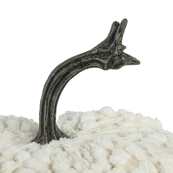 English Elm Set Of 2 White Chenille Pumpkins - Cozy Harvest Decor For Fall, Halloween & Thanksgiving Celebrations W2078P246659-GIGA