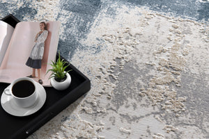 Homeroots 10' Blue And Ivory Abstract Dhurrie Runner Rug  Polypropylene 390592