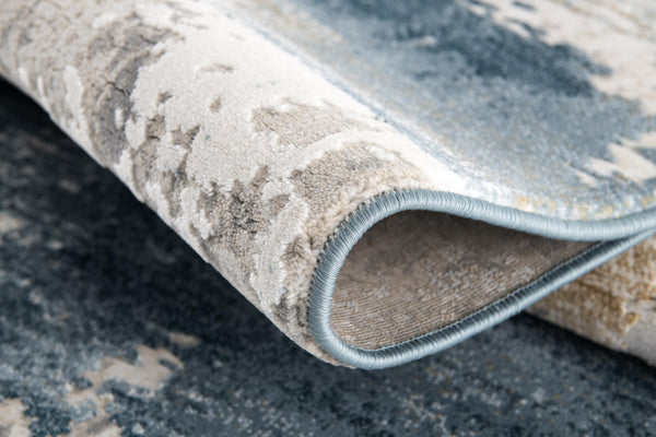 Homeroots 8' Blue And Ivory Abstract Dhurrie Runner Rug  Polypropylene 390600