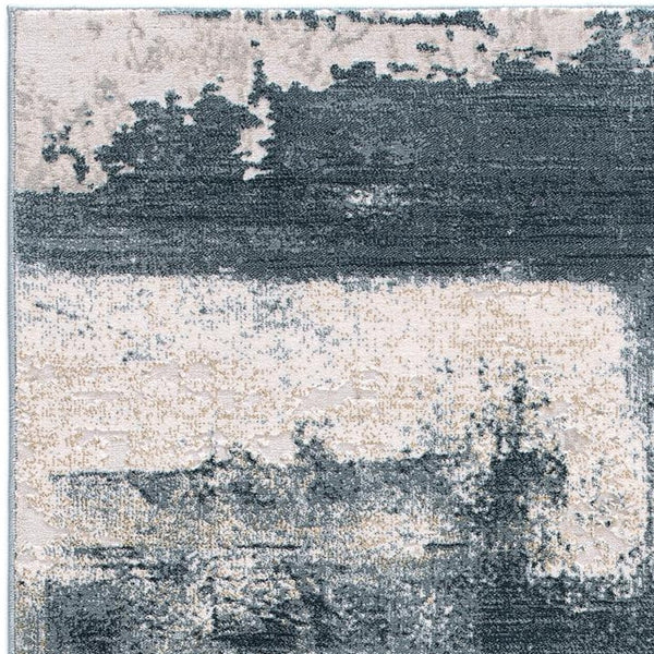 Homeroots 6' X 9' Blue And Ivory Abstract Dhurrie Area Rug  Polypropylene 390602