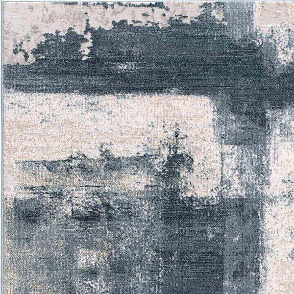 Homeroots 8' X 11' Cream And Blue Abstract Patches Area Rug  Polypropylene 390603