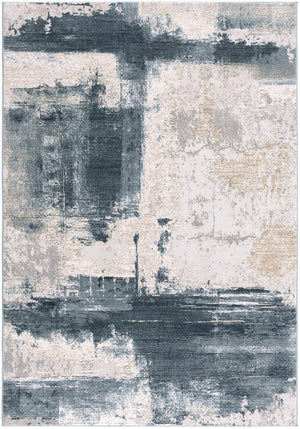 Homeroots 9' X 12' Cream And Blue Abstract Patches Area Rug  Olefin 390604