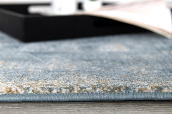 HomeRoots 5' Abstract Dhurrie Area Rug in Blue and Ivory – Modern Design for Living Rooms and Bedrooms 9' x 12' 390604