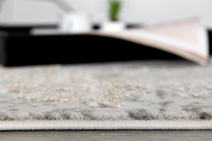 Homeroots 20' Gray And Ivory Abstract Dhurrie Runner Rug  Polypropylene 390609