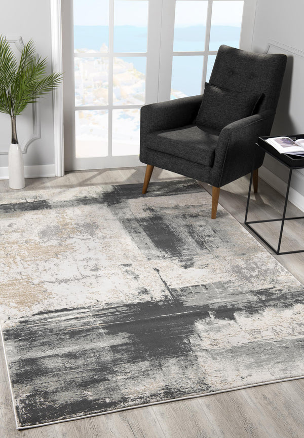 Homeroots 8' X 10' Gray And Ivory Abstract Dhurrie Area Rug  Polypropylene 390616
