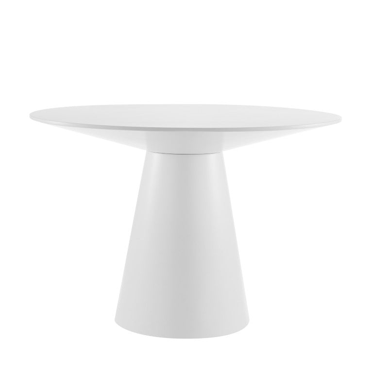 EuroStyle Wesley Round Ash Veneer Dining Table Seats Four in a Contemporary Space Matte White 39063WHT-KIT