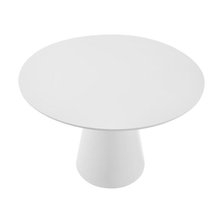 EuroStyle Wesley Round Ash Veneer Dining Table Seats Four in a Contemporary Space Matte White 39063WHT-KIT