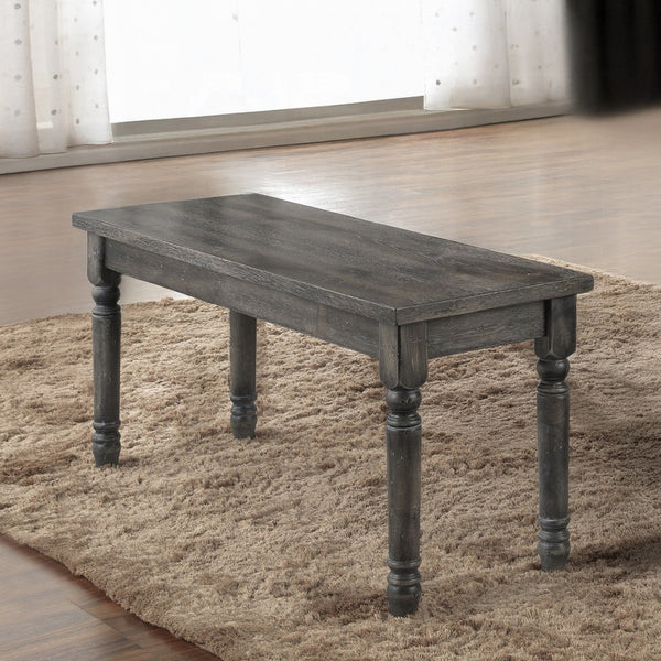 English Elm 1pc Rustic Gray Finish Wooden Bench 40" Rustic Farmhouse Dining Seat, Weathered Gray, Easy Assemble B2741P330125