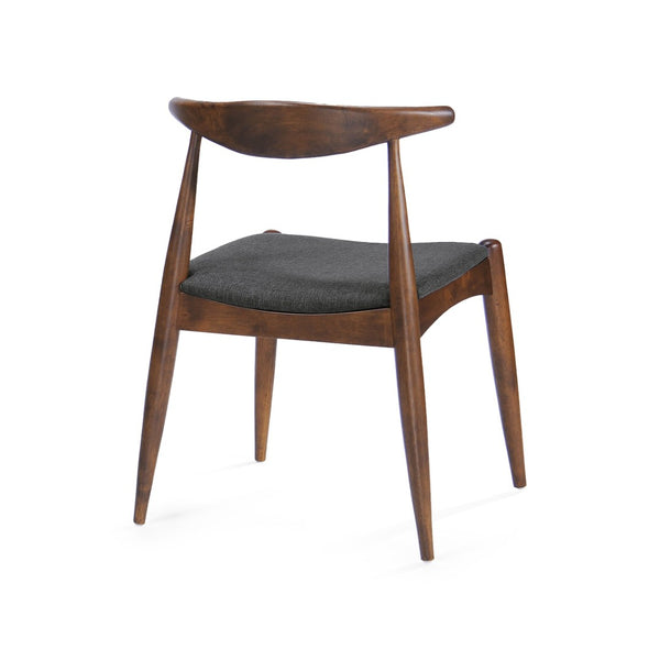English Elm [video] 5-piece Mid-century Rubberwood Dining Set with Upholstered Chairs for Family Meals Charcoal,Walnut N759S002011F