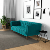 English Elm Ashcroft Furniture - Addison Small Teal Velvet Sofa