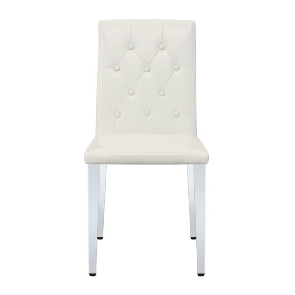 English Elm 4-pack PU dining chairs with ergonomic buckle backrest, high-density sponge seat, gold metal legs elegant luxury White+Silver W1151P295715