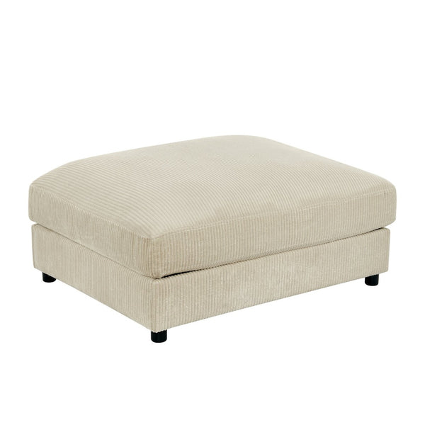 English Elm Corduroy Ribbed Upholstered Ottoman Plush Footrest or Extra Seating for Living Rooms Beige B2748P483347