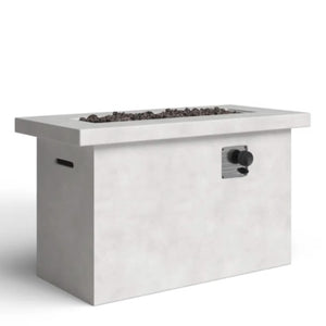 English Elm 24'' Concrete Outdoor Fire Pit Table 50,000 BTU Stainless Steel Burner Lava Rock Compatible Weatherproof Design Gray B120P198399