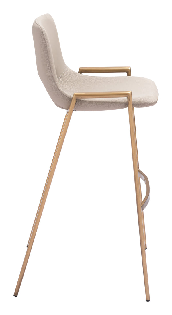 Desi Barstool - Set of 2 Beige & Gold 109735 Zuo Modern