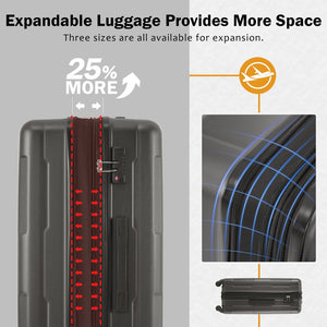 English Elm 2 Piece Abs Hard Shell Spinner Luggage Set with Tsa Lock Expandable Travel Suitcases Dark Gray N732P198744B