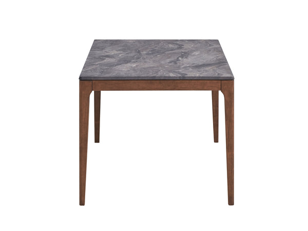 English Elm Bevis Engineered Stone Top Dining Table with Walnut Finish, Marble Grain Surface, Durable Rubber Wood Frame B2726P268644