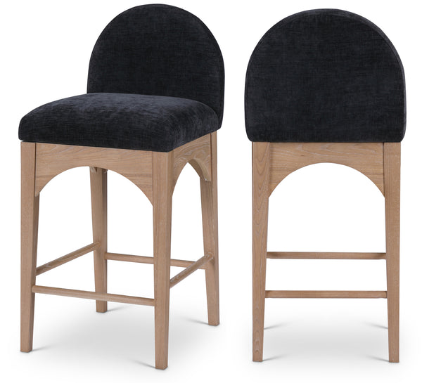 Waldorf Black Chenille Fabric Stool 390Black-C Meridian Furniture