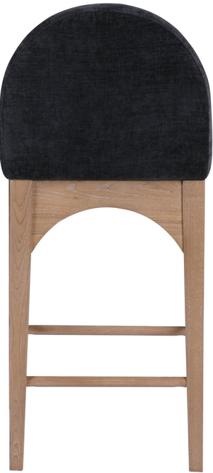 Waldorf Black Chenille Fabric Stool 390Black-C Meridian Furniture