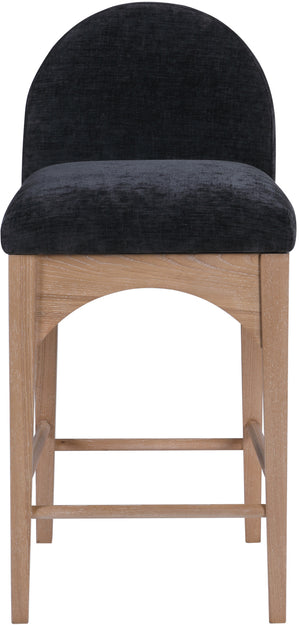 Waldorf Black Chenille Fabric Stool 390Black-C Meridian Furniture