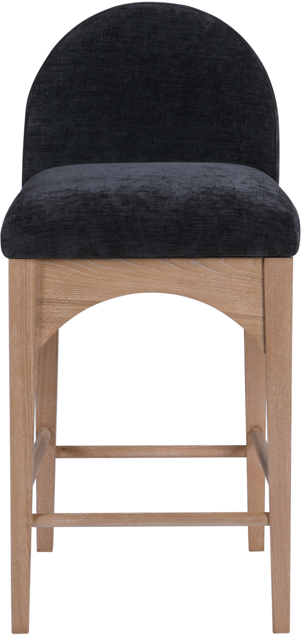 Waldorf Black Chenille Fabric Stool 390Black-C Meridian Furniture