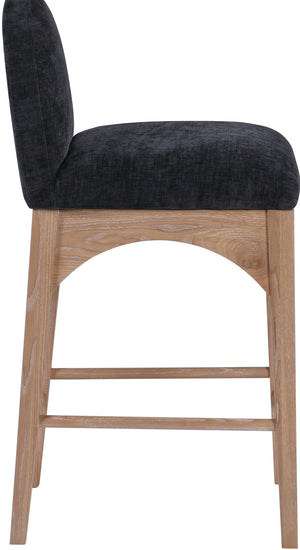 Waldorf Black Chenille Fabric Stool 390Black-C Meridian Furniture