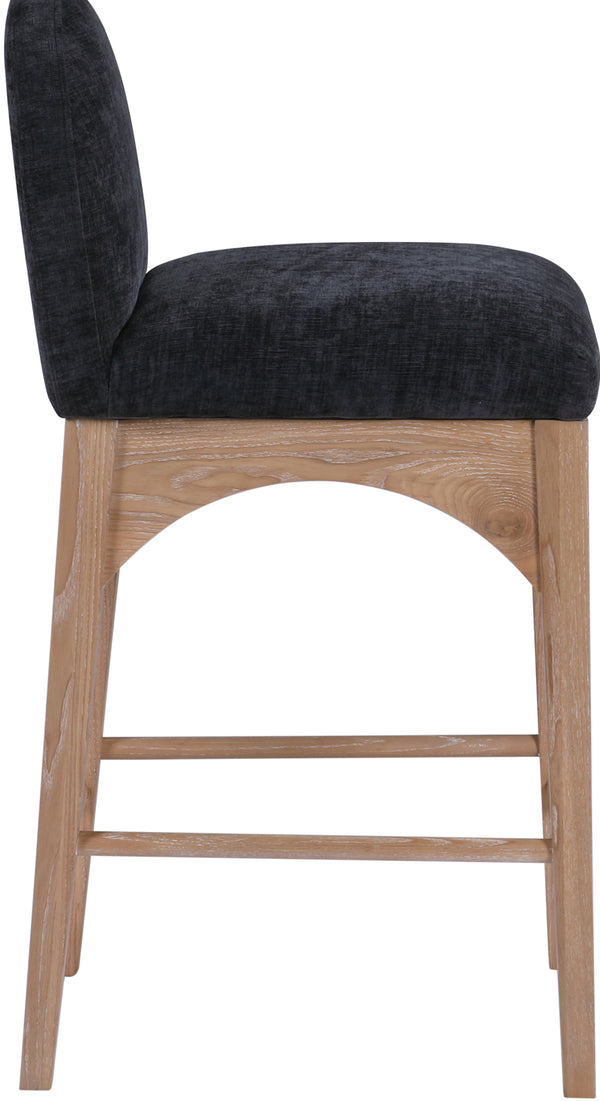 Waldorf Black Chenille Fabric Stool 390Black-C Meridian Furniture