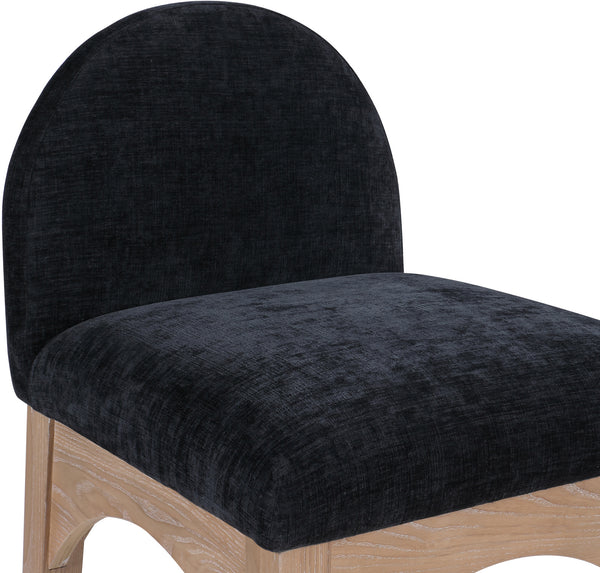 Waldorf Black Chenille Fabric Stool 390Black-C Meridian Furniture